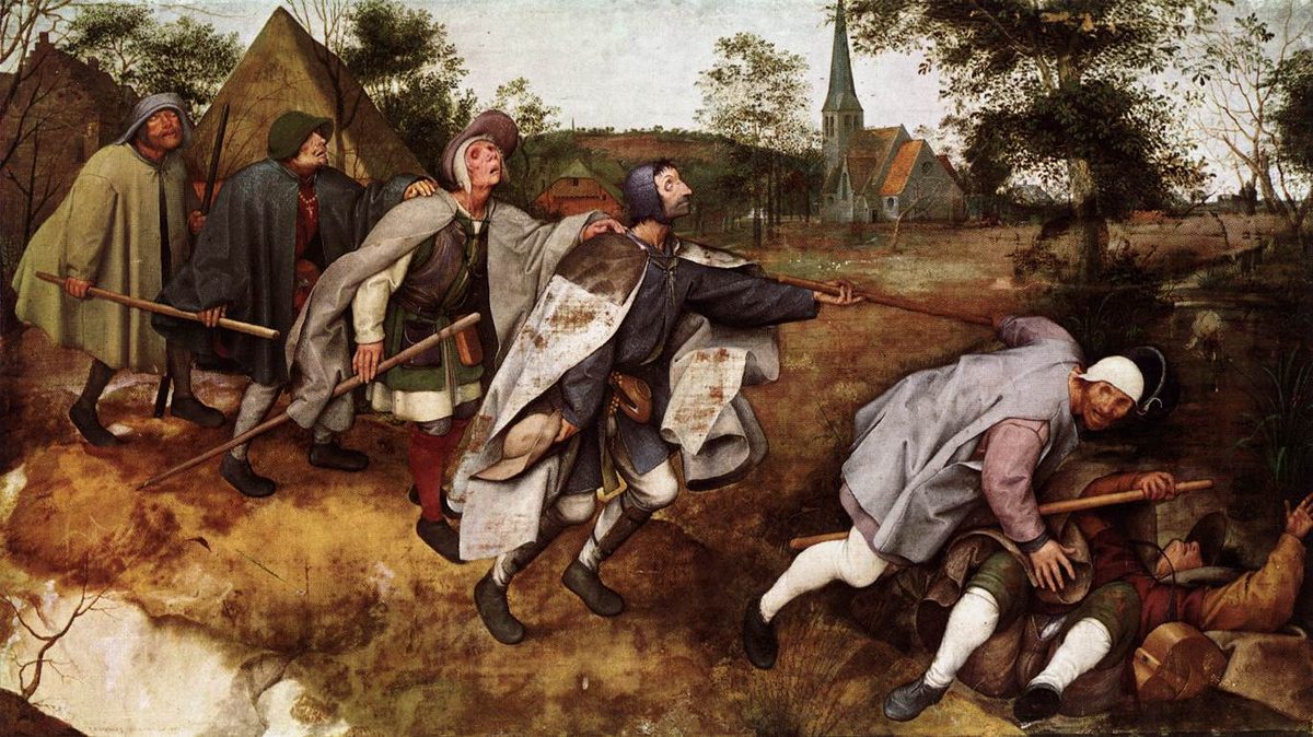 Pieter Bruegel, o Velho. A Parábola dos Cegos (1568). Museo di Capodimonte, Nápoles. Domínio público, via Wikimedia Commons.